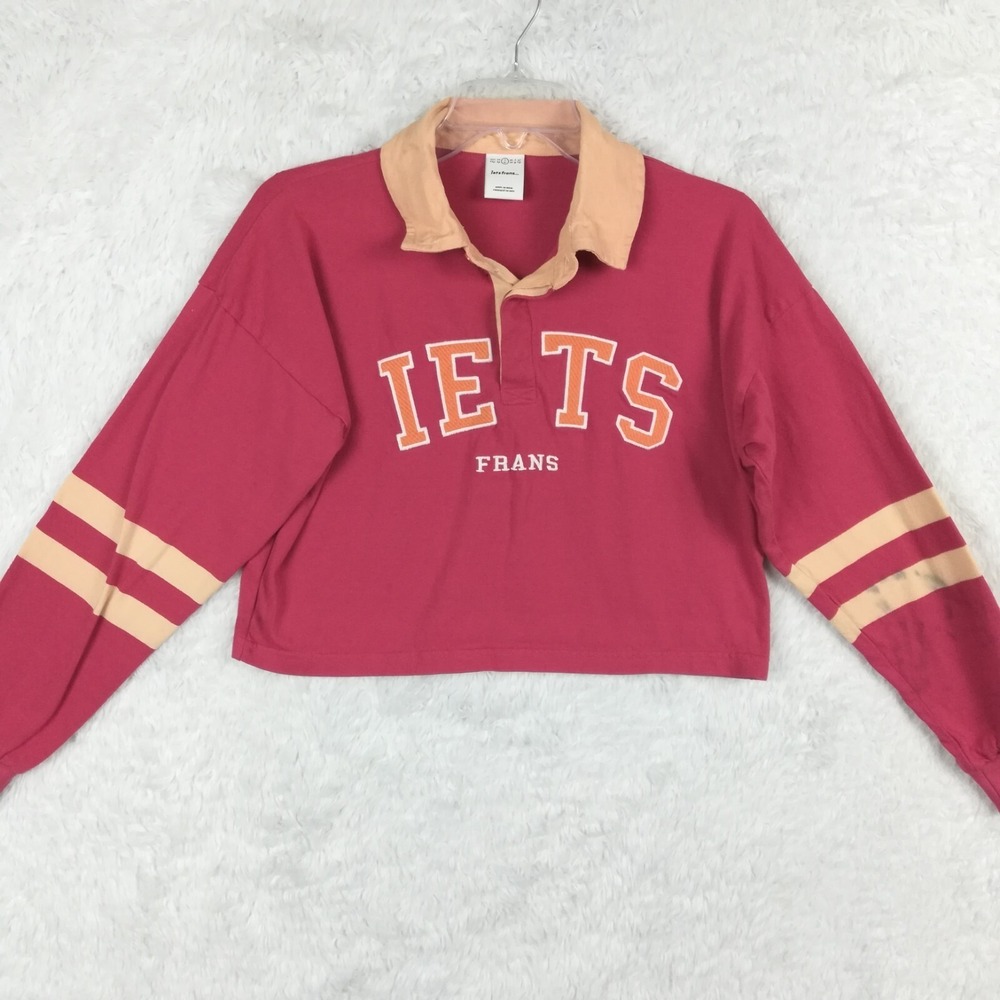 IETS Frans Shirt Womens Top Cropped Rugby Red Orange Sporty S